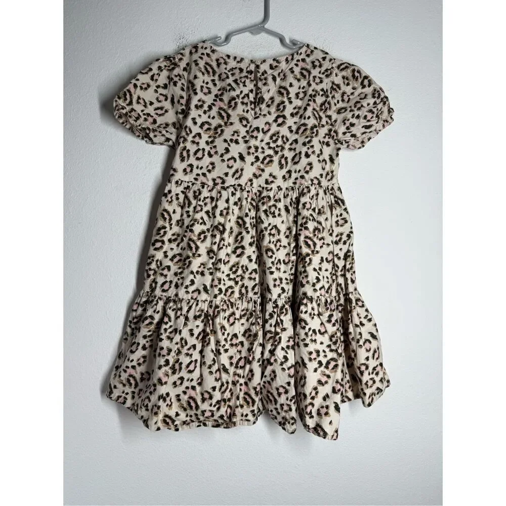 F&F Girls Animal Print Cotton Layred Dress Size 10-11Y
